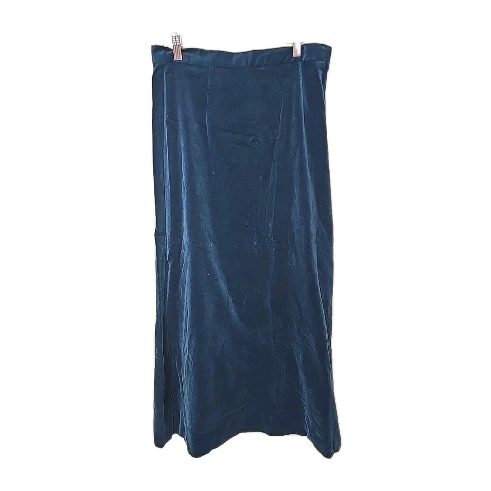 Vintage Handmade Teal Velvet Maxi Skirt Size 12 Cottagecore Prairie Boho Long